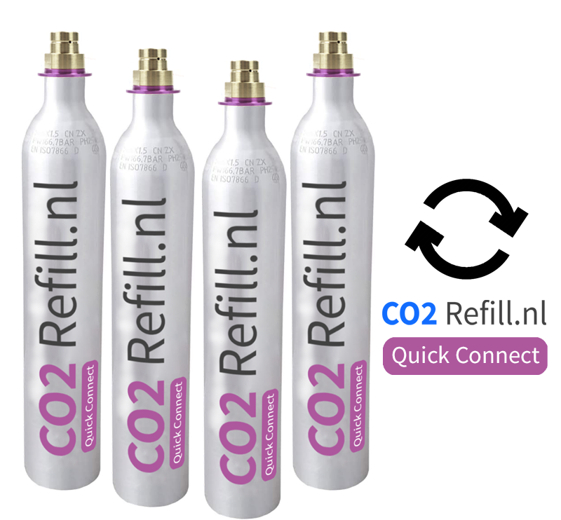 CO2 Refill voor 4 Easy Connect Cilinders - CO2 Refill.nl